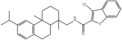 N-[(1,4a-dimethyl-6-propan-2-yl-2,3,4,9,10,10a-hexahydrophenanthren-1-yl)methyl]-3-chloro-1-benzothiophene-2-carboxamide Structure