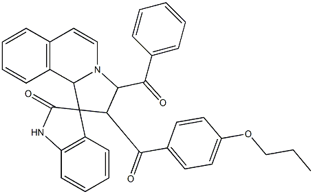 3'-benzoyl-2'-(4-propoxybenzoyl)spiro[1H-indole-3,1'-3,10b-dihydro-2H-pyrrolo[2,1-a]isoquinoline]-2-one Structure