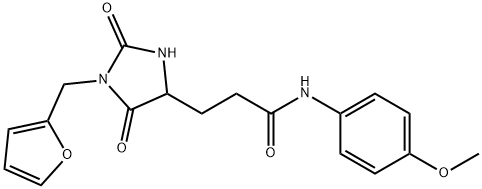 3-[1-(furan-2-ylmethyl)-2,5-dioxoimidazolidin-4-yl]-N-(4-methoxyphenyl)propanamide Structure