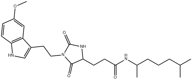 3-[1-[2-(5-methoxy-1H-indol-3-yl)ethyl]-2,5-dioxoimidazolidin-4-yl]-N-(6-methylheptan-2-yl)propanamide Structure