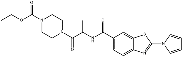 ethyl 4-[2-[(2-pyrrol-1-yl-1,3-benzothiazole-6-carbonyl)amino]propanoyl]piperazine-1-carboxylate Structure