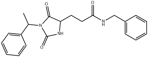 N-benzyl-3-[2,5-dioxo-1-(1-phenylethyl)imidazolidin-4-yl]propanamide Structure