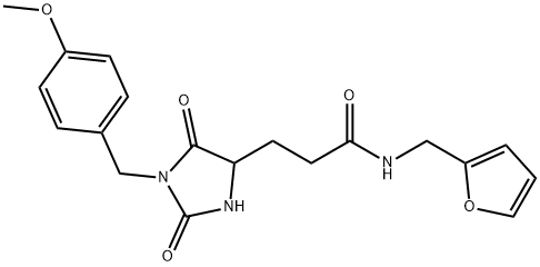 N-(furan-2-ylmethyl)-3-[1-[(4-methoxyphenyl)methyl]-2,5-dioxoimidazolidin-4-yl]propanamide Structure