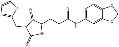 N-(1,3-benzodioxol-5-yl)-3-[1-(furan-2-ylmethyl)-2,5-dioxoimidazolidin-4-yl]propanamide Structure