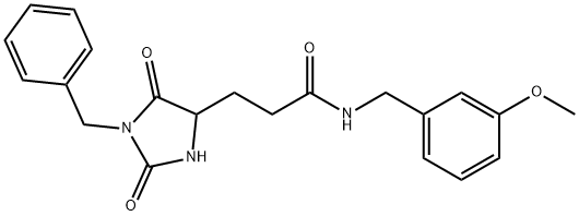 3-(1-benzyl-2,5-dioxoimidazolidin-4-yl)-N-[(3-methoxyphenyl)methyl]propanamide Structure
