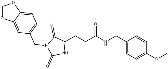 3-[1-(1,3-benzodioxol-5-ylmethyl)-2,5-dioxoimidazolidin-4-yl]-N-[(4-methoxyphenyl)methyl]propanamide Structure