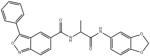 N-[1-(1,3-benzodioxol-5-ylamino)-1-oxopropan-2-yl]-3-phenyl-2,1-benzoxazole-5-carboxamide 구조식 이미지