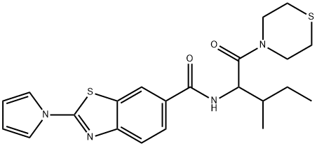 N-(3-methyl-1-oxo-1-thiomorpholin-4-ylpentan-2-yl)-2-pyrrol-1-yl-1,3-benzothiazole-6-carboxamide Structure