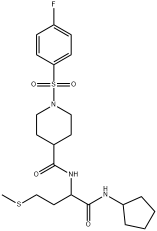 N-[1-(cyclopentylamino)-4-methylsulfanyl-1-oxobutan-2-yl]-1-(4-fluorophenyl)sulfonylpiperidine-4-carboxamide 구조식 이미지