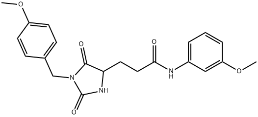 N-(3-methoxyphenyl)-3-[1-[(4-methoxyphenyl)methyl]-2,5-dioxoimidazolidin-4-yl]propanamide Structure