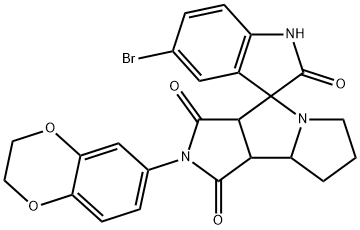 5-bromo-2'-(2,3-dihydro-1,4-benzodioxin-6-yl)spiro[1H-indole-3,4'-3a,6,7,8,8a,8b-hexahydropyrrolo[3,4-a]pyrrolizine]-1',2,3'-trione Structure