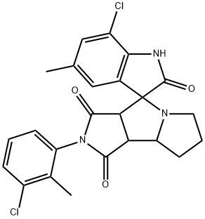 7-chloro-2'-(3-chloro-2-methylphenyl)-5-methylspiro[1H-indole-3,4'-3a,6,7,8,8a,8b-hexahydropyrrolo[3,4-a]pyrrolizine]-1',2,3'-trione Structure
