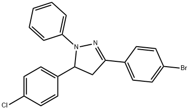 5-(4-bromophenyl)-3-(4-chlorophenyl)-2-phenyl-3,4-dihydropyrazole 구조식 이미지