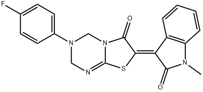 (7Z)-3-(4-fluorophenyl)-7-(1-methyl-2-oxoindol-3-ylidene)-2,4-dihydro-[1,3]thiazolo[3,2-a][1,3,5]triazin-6-one 구조식 이미지