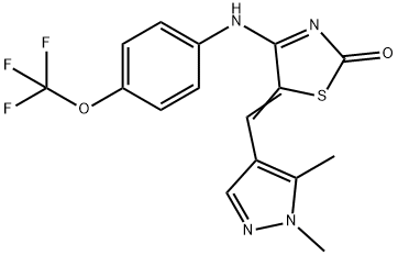(5Z)-5-[(1,5-dimethylpyrazol-4-yl)methylidene]-4-[4-(trifluoromethoxy)anilino]-1,3-thiazol-2-one Structure