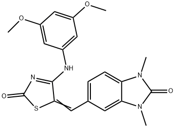 (5E)-4-(3,5-dimethoxyanilino)-5-[(1,3-dimethyl-2-oxobenzimidazol-5-yl)methylidene]-1,3-thiazol-2-one Structure