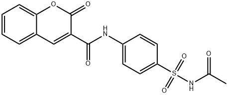 N-[4-(acetylsulfamoyl)phenyl]-2-oxochromene-3-carboxamide 구조식 이미지