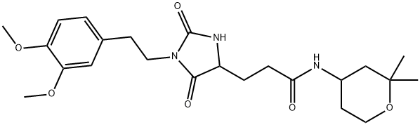 3-[1-[2-(3,4-dimethoxyphenyl)ethyl]-2,5-dioxoimidazolidin-4-yl]-N-(2,2-dimethyloxan-4-yl)propanamide Structure