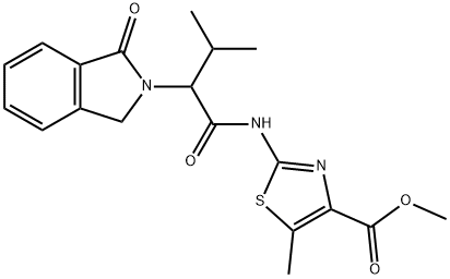 methyl 5-methyl-2-[[3-methyl-2-(3-oxo-1H-isoindol-2-yl)butanoyl]amino]-1,3-thiazole-4-carboxylate Structure