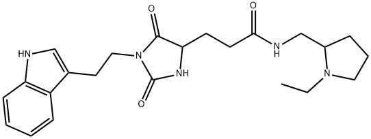 N-[(1-ethylpyrrolidin-2-yl)methyl]-3-[1-[2-(1H-indol-3-yl)ethyl]-2,5-dioxoimidazolidin-4-yl]propanamide Structure