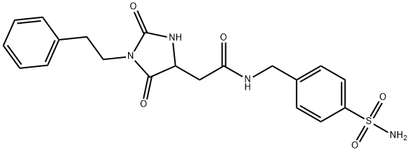 2-[2,5-dioxo-1-(2-phenylethyl)imidazolidin-4-yl]-N-[(4-sulfamoylphenyl)methyl]acetamide 구조식 이미지