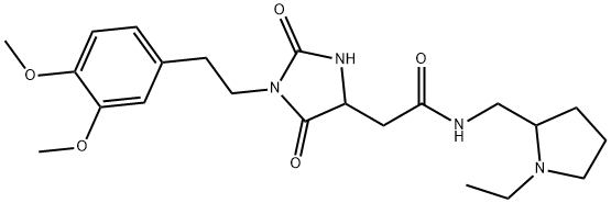 2-[1-[2-(3,4-dimethoxyphenyl)ethyl]-2,5-dioxoimidazolidin-4-yl]-N-[(1-ethylpyrrolidin-2-yl)methyl]acetamide Structure