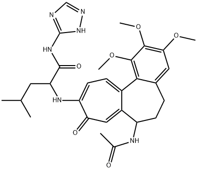 2-[(7-acetamido-1,2,3-trimethoxy-9-oxo-6,7-dihydro-5H-benzo[a]heptalen-10-yl)amino]-4-methyl-N-(1H-1,2,4-triazol-5-yl)pentanamide Structure