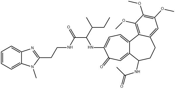 2-[(7-acetamido-1,2,3-trimethoxy-9-oxo-6,7-dihydro-5H-benzo[a]heptalen-10-yl)amino]-3-methyl-N-[2-(1-methylbenzimidazol-2-yl)ethyl]pentanamide Structure