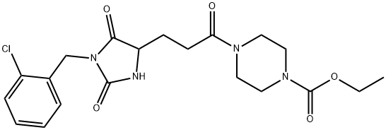 ethyl 4-[3-[1-[(2-chlorophenyl)methyl]-2,5-dioxoimidazolidin-4-yl]propanoyl]piperazine-1-carboxylate Structure