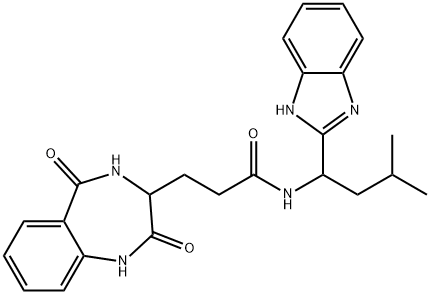 N-[1-(1H-benzimidazol-2-yl)-3-methylbutyl]-3-(2,5-dioxo-3,4-dihydro-1H-1,4-benzodiazepin-3-yl)propanamide 구조식 이미지