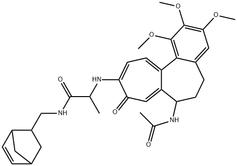 2-[(7-acetamido-1,2,3-trimethoxy-9-oxo-6,7-dihydro-5H-benzo[a]heptalen-10-yl)amino]-N-(5-bicyclo[2.2.1]hept-2-enylmethyl)propanamide Structure