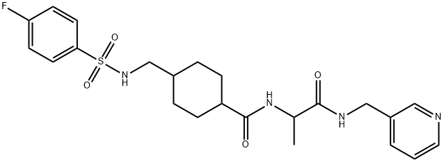 4-[[(4-fluorophenyl)sulfonylamino]methyl]-N-[1-oxo-1-(pyridin-3-ylmethylamino)propan-2-yl]cyclohexane-1-carboxamide Structure