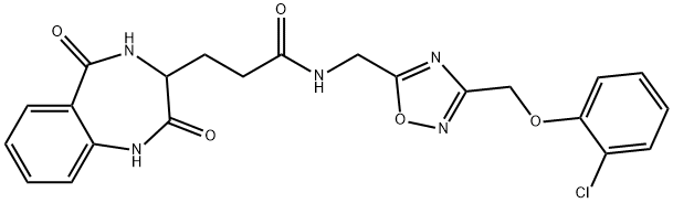 N-[[3-[(2-chlorophenoxy)methyl]-1,2,4-oxadiazol-5-yl]methyl]-3-(2,5-dioxo-3,4-dihydro-1H-1,4-benzodiazepin-3-yl)propanamide Structure