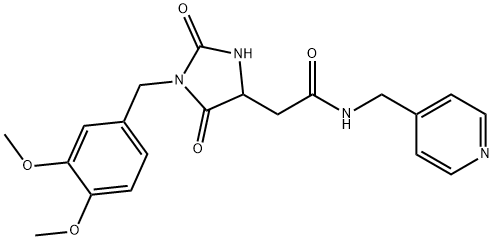 2-[1-[(3,4-dimethoxyphenyl)methyl]-2,5-dioxoimidazolidin-4-yl]-N-(pyridin-4-ylmethyl)acetamide 구조식 이미지