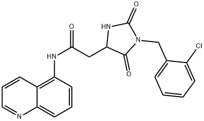 2-[1-[(2-chlorophenyl)methyl]-2,5-dioxoimidazolidin-4-yl]-N-quinolin-5-ylacetamide Structure