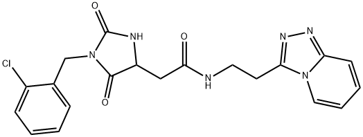 2-[1-[(2-chlorophenyl)methyl]-2,5-dioxoimidazolidin-4-yl]-N-[2-([1,2,4]triazolo[4,3-a]pyridin-3-yl)ethyl]acetamide Structure