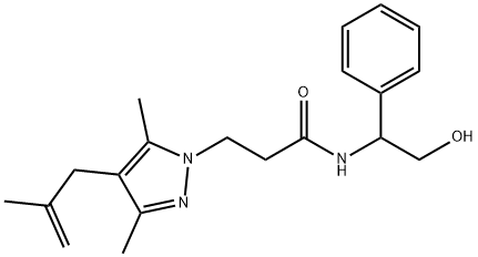 3-[3,5-dimethyl-4-(2-methylprop-2-enyl)pyrazol-1-yl]-N-(2-hydroxy-1-phenylethyl)propanamide Structure