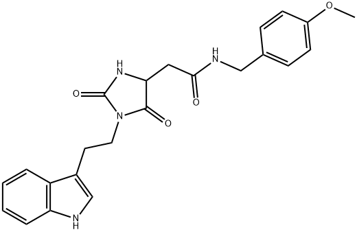 2-[1-[2-(1H-indol-3-yl)ethyl]-2,5-dioxoimidazolidin-4-yl]-N-[(4-methoxyphenyl)methyl]acetamide 구조식 이미지