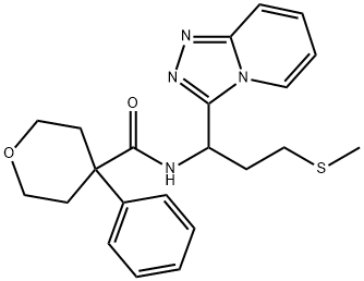 N-[3-methylsulfanyl-1-([1,2,4]triazolo[4,3-a]pyridin-3-yl)propyl]-4-phenyloxane-4-carboxamide Structure