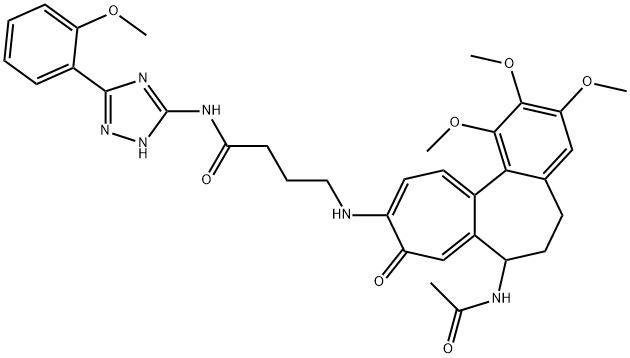 4-[(7-acetamido-1,2,3-trimethoxy-9-oxo-6,7-dihydro-5H-benzo[a]heptalen-10-yl)amino]-N-[5-(2-methoxyphenyl)-1H-1,2,4-triazol-3-yl]butanamide Structure