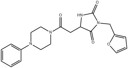 3-(furan-2-ylmethyl)-5-[2-oxo-2-(4-phenylpiperazin-1-yl)ethyl]imidazolidine-2,4-dione Structure