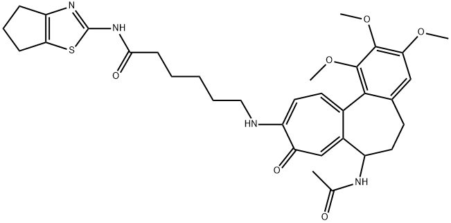 6-[(7-acetamido-1,2,3-trimethoxy-9-oxo-6,7-dihydro-5H-benzo[a]heptalen-10-yl)amino]-N-(5,6-dihydro-4H-cyclopenta[d][1,3]thiazol-2-yl)hexanamide Structure