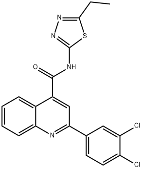 2-(3,4-dichlorophenyl)-N-(5-ethyl-1,3,4-thiadiazol-2-yl)quinoline-4-carboxamide 구조식 이미지