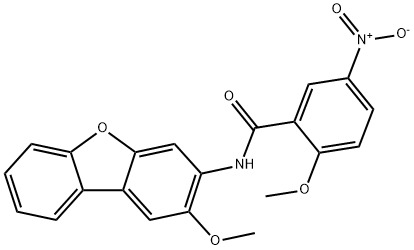 2-methoxy-N-(2-methoxydibenzofuran-3-yl)-5-nitrobenzamide Structure