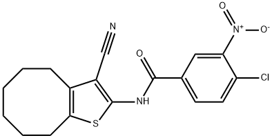 4-chloro-N-(3-cyano-4,5,6,7,8,9-hexahydrocycloocta[b]thiophen-2-yl)-3-nitrobenzamide 구조식 이미지