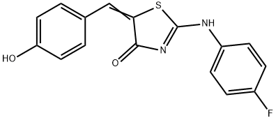 (5E)-2-(4-fluoroanilino)-5-[(4-hydroxyphenyl)methylidene]-1,3-thiazol-4-one Structure