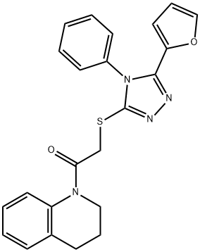 1-(3,4-dihydro-2H-quinolin-1-yl)-2-[[5-(furan-2-yl)-4-phenyl-1,2,4-triazol-3-yl]sulfanyl]ethanone Structure