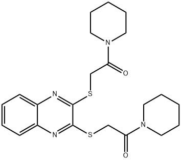 2-[3-(2-oxo-2-piperidin-1-ylethyl)sulfanylquinoxalin-2-yl]sulfanyl-1-piperidin-1-ylethanone Structure