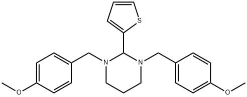 1,3-bis[(4-methoxyphenyl)methyl]-2-thiophen-2-yl-1,3-diazinane 구조식 이미지