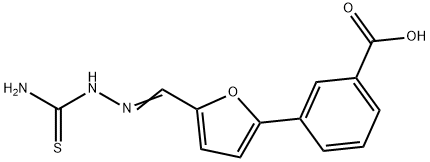 3-[5-[(E)-(carbamothioylhydrazinylidene)methyl]furan-2-yl]benzoic acid Structure